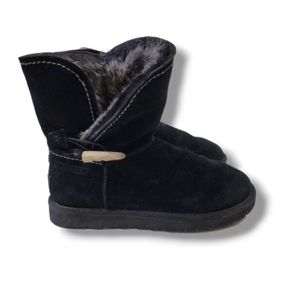 UGG Womens Meadow Short Suede Fur Lined Boots in Black Size 7 - Picture 1 of 10